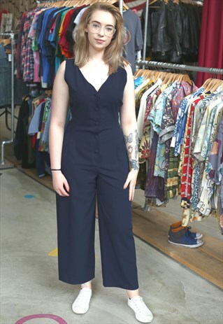 NAVY JUMPSUIT BUTTON DETAIL