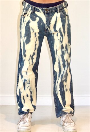 REWORKED DENIM Y2K BLEACHED STRAIGHT LEG BOYFRIEND JEANS