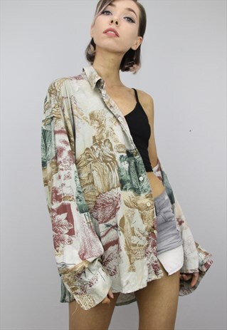VINTAGE 80S/90S OVERSIZED PATTERNED SHIRT