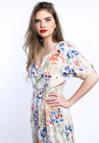 VINTAGE 1990'S SILK FLORAL JUMPSUIT
