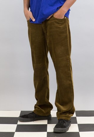 OLIVE RIB CORD MCNEAL TROUSERS