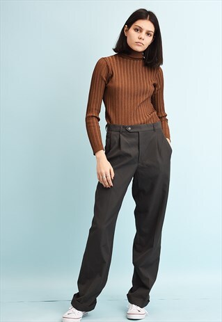 90'S RETRO GREEN REGULAR WAIST CLASSIC CUT TROUSERS