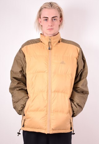 ADIDAS MENS VINTAGE PADDED JACKET LARGE BEIGE 90S