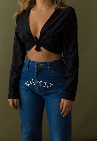 REVIVAL VINTAGE BLACK FLORAL CARDIGAN