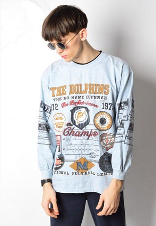 VINTAGE 70S GREY AMERICAN FOOTBALL THE DOLPHINS SHIRT