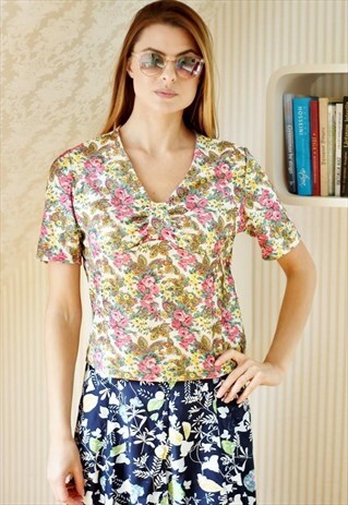 FLORAL VELOUR TOP