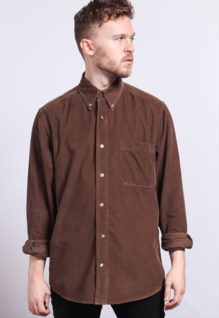 VINTAGE CORDUROY CORD SHIRT BROWN