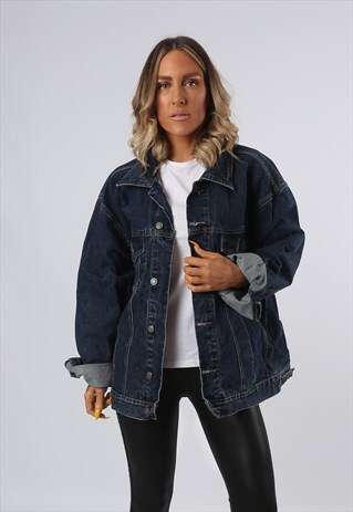 DENIM JACKET OVERSIZED FITTED VINTAGE UK 20 - 22 (34V)