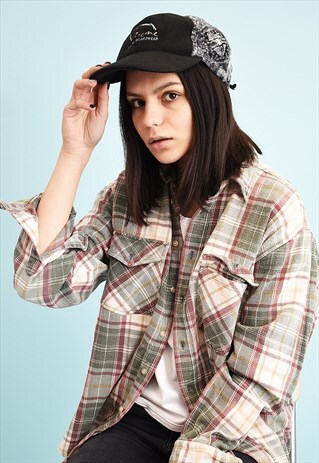VINTAGE Y2K RETRO SLOGAN FLEECE BASEBALL CAP