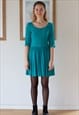 Green cotton fitted vintage dress