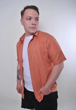 Vintage orange short sleeve summer minimalist shirt 