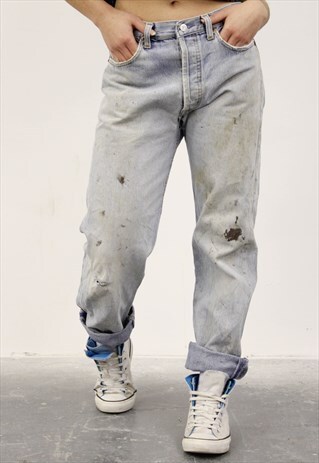 VINTAGE LEVI'S 501 BLUE PAINT MOM JEANS