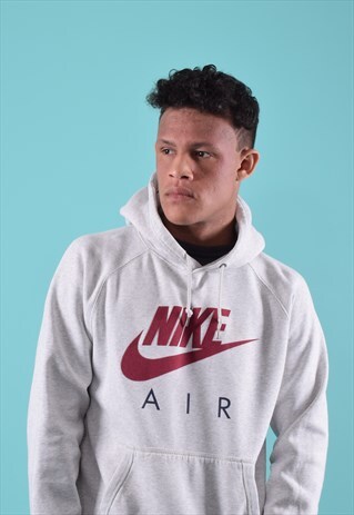 LIGHT GREY NIKE AIR HOODIE WITH RED LOGO