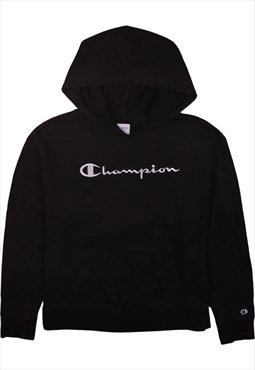 Vintage 90's Champion Hoodie Spellout Pullover Black Large