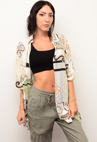 VINTAGE 90'S ABSTRACT INDIE FUNKY PATTERNED OVERSIZED SHIRT