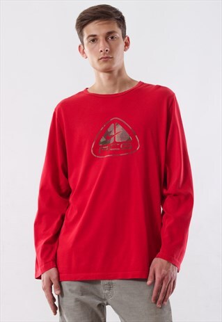VINTAGE NIKE ACG TOP SHIRT RED BIG LOGO LONG SLEEVE