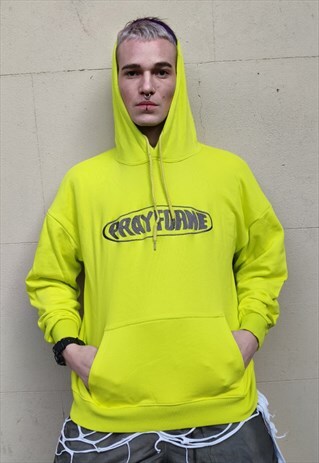 LOOSE FIT OVERSIZE TOP GREEDY SLOGAN DROP SHOULDER HOODIE