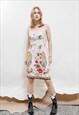 VINTAGE Y2K CHIC PAISLEY FLORAL BEADED STRAPLESS MIDI DRESS