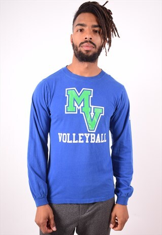ADIDAS MENS VINTAGE TOP LONG SLEEVE SMALL BLUE 90S