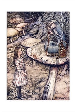Alice In Wonderland Print Poster Wall Art Caterpillar Retro