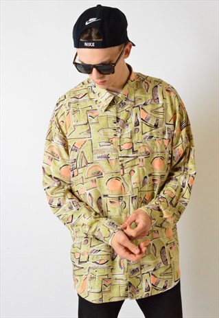 VINTAGE 80S COLOURFUL PASTEL LONG SLEEVE SHIRT