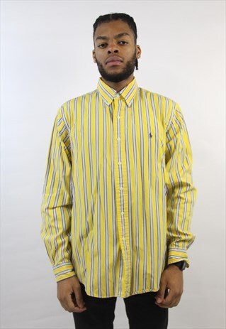 VINTAGE POLO RALPH LAUREN YELLOW STRIPED SHIRT