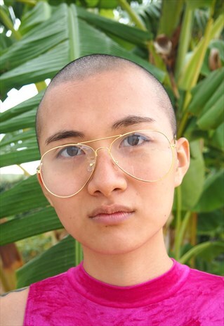 VINTAGE GOLD FRAME AVIATOR CLEAR LENS GLASSES