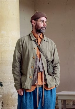 French Chore Jacket Herringbone Army Green Workwear