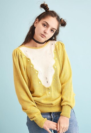 80'S RETRO EMBROIDERED MOMS KNIT JUMPER