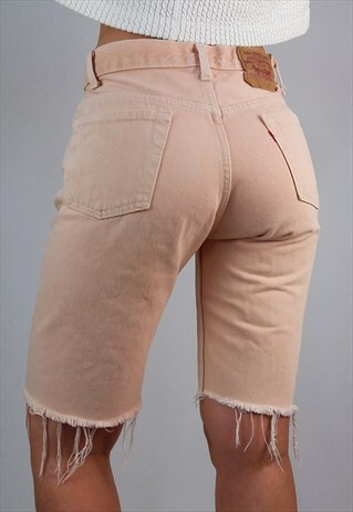 VINTAGE 90'S LEVI'S 501 CROPPED JEANS DENIM SHORTS IN MELON