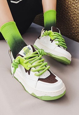 Chunky sole sneakers raver shoes colorful trainers in green