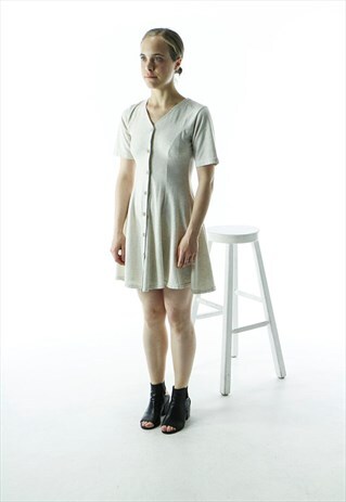 SHORT SLEEVE MIDI DRESS / RETRO SOFT SHIRT DRESS