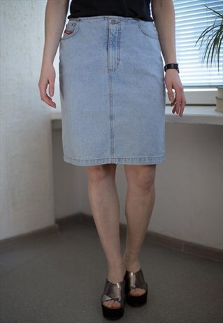 VINTAGE 80'S MINI LIGHT BLUE DENIM SKIRT