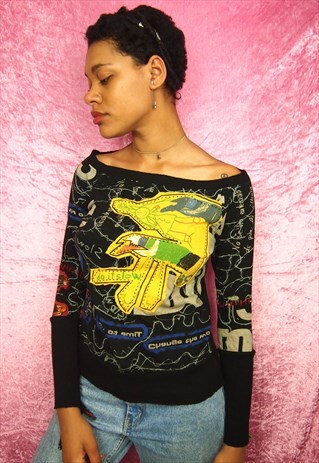BLACK TOP WITH BASQUAIT PRINT
