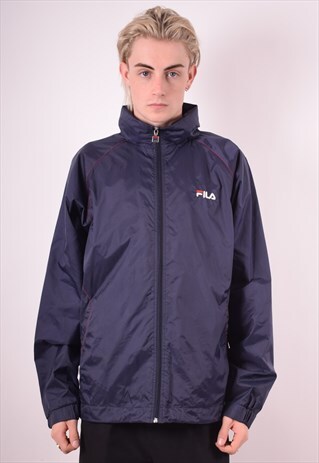 FILA MENS VINTAGE RAIN JACKET MEDIUM BLUE 90S