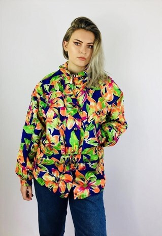 VINTAGE WINTER COLOURFUL RAVE SKI BOMBER COAT