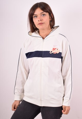 NIKE WOMENS VINTAGE HOODIE JACKET LARGE WHITE 90S
