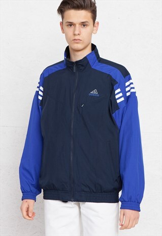 VINTAGE BLUE ADIDAS ZIP TRACK JACKET