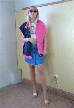 Vintage 90's puffer baggy festival slip shine gilet jacket 
