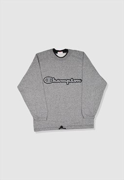 Vintage 90s Champion Embroidered Logo Sweatshirt in Grey