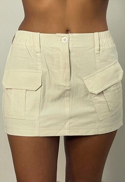 Cream Cargo Mini Skirt