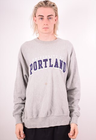 CHAMPION MENS VINTAGE SWEATSHIRT JUMPER LARGE GREY 90S
