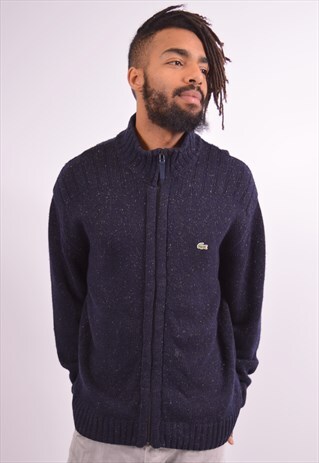 LACOSTE MENS VINTAGE CARDIGAN SWEATER SMALL BLUE 90S