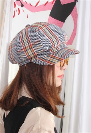 (KOREAN) HOUNDSTOOTH MIX NEWSBOY HAT
