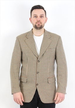 HUGO BOSS Wool Blazer Jacket UK 40L Coat Houndstooth S