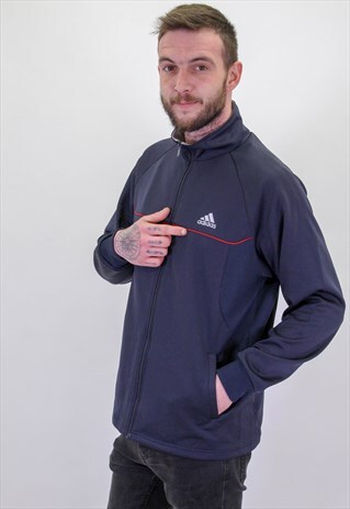 VINTAGE ADIDAS JACKET IN BLUE LARGE
