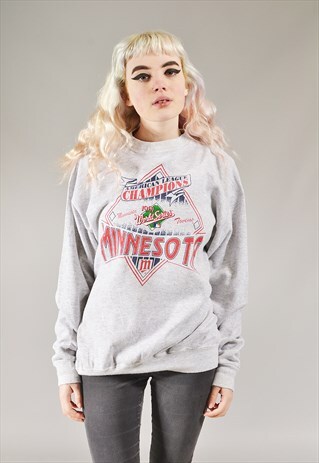 VINTAGE MINNESOTA TWINS 1991 CHAMPIONS SWEATSHIRT GREY