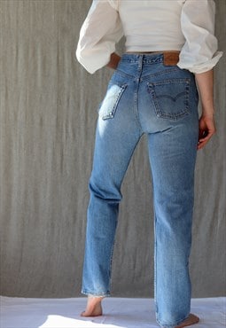 Vintage 1998 501 Button Fly Blue Levi Straight Leg Jeans