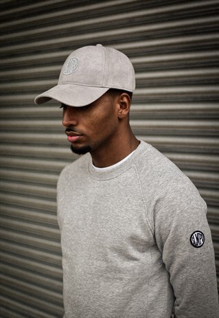 CAP IN SUEDE GREY WITH EMBROIDERY LOGO