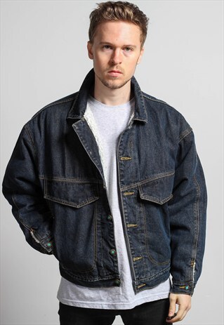 VINTAGE DENIM SHERPA BOMBER JACKET